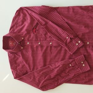 Antigua button-up with Arkansas Razorback logo